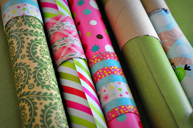 Washi Tape Toilet Paper Rolls for Wrapping Paper Storage