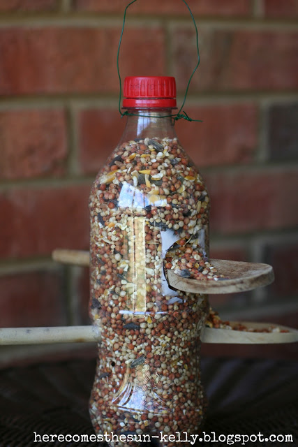 Make a Bird Feeder out of a Soda Bottle and Two Wooden Spoons