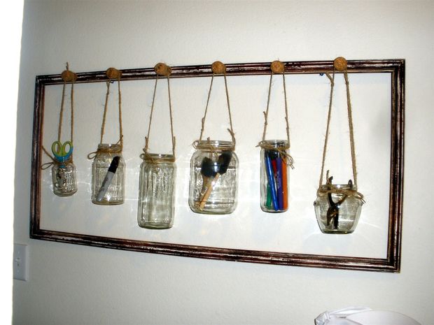 Mason jar supplies holder