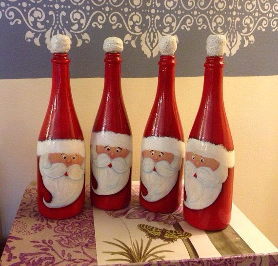 Adorable Santa Face Wine Bottles