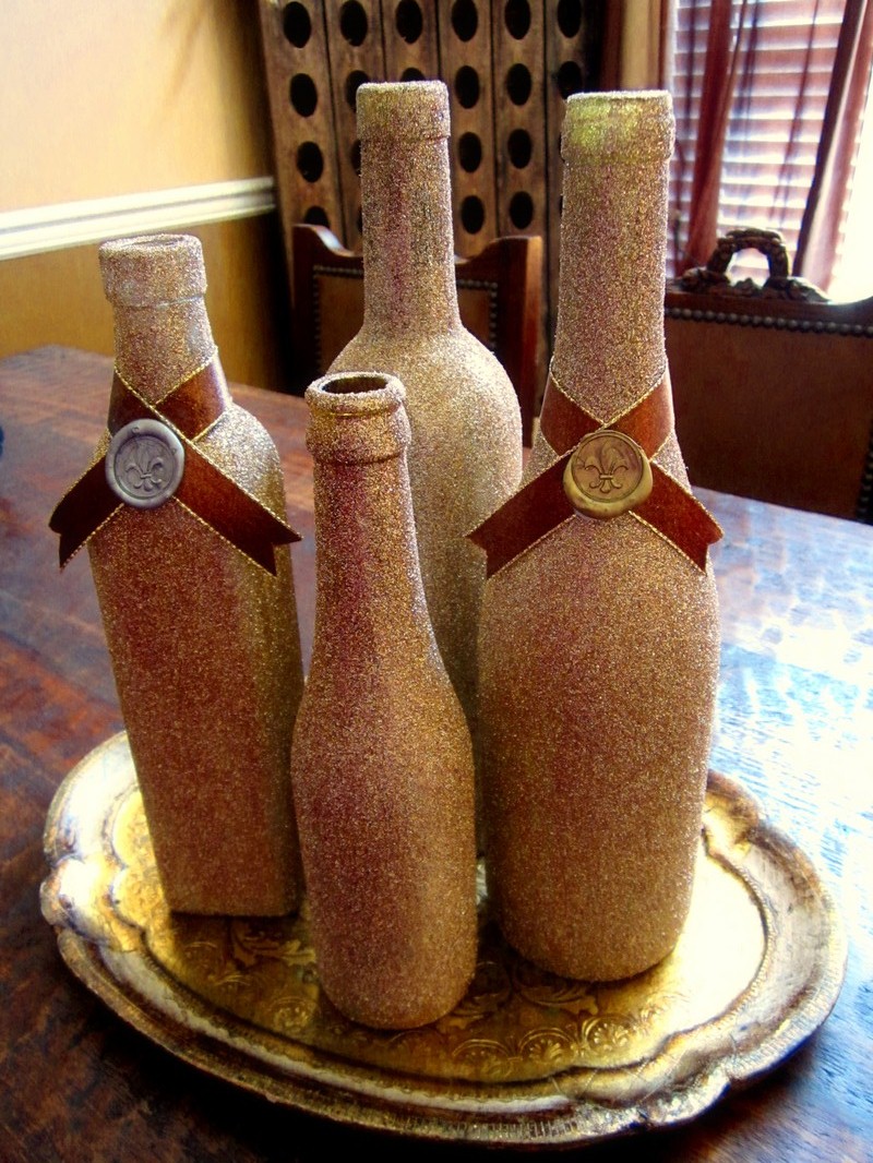 Christmas Wine Bottles Centerpiece