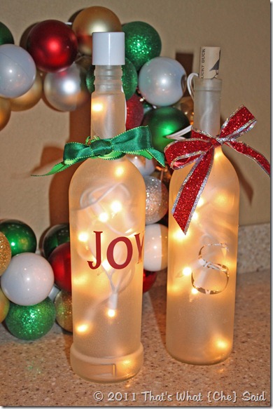 Frosted Luminary Wine Bottles