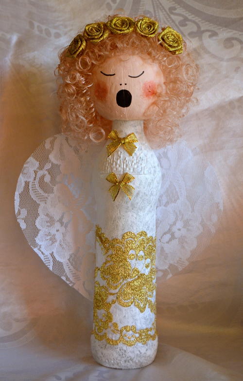 Wine Bottle Angel Christmas Decoration