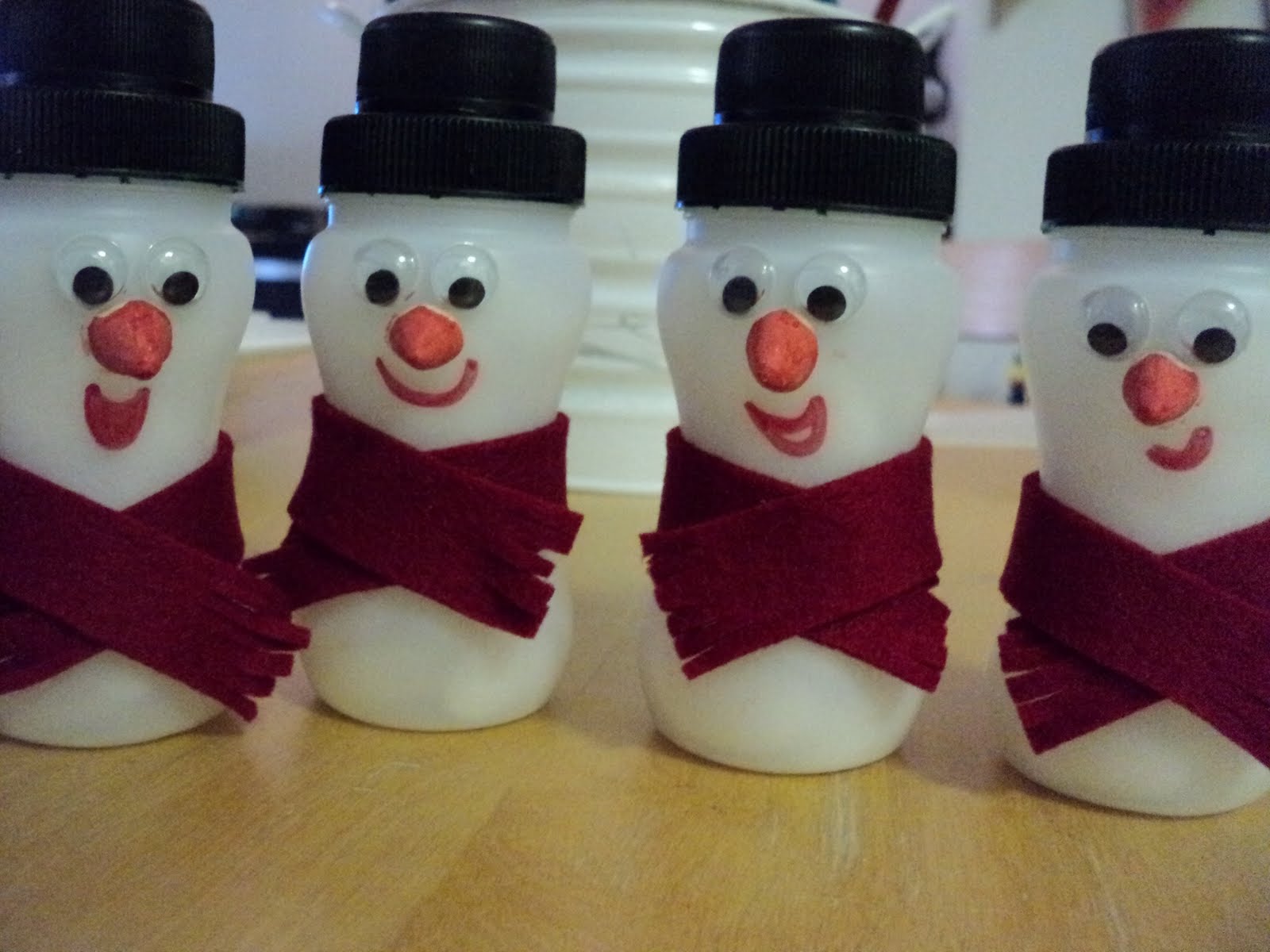 Yoghurt Bottle Snowmen