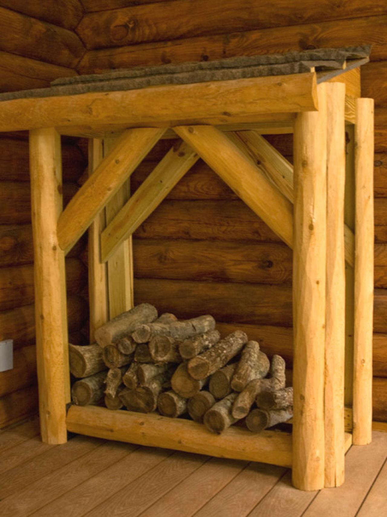 Firewood Rack From Rough-Hewn Cedar Logs