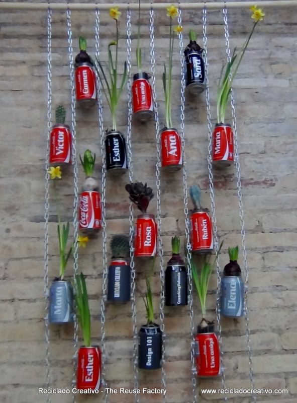 Vertical Garden with Coca Cola Cans