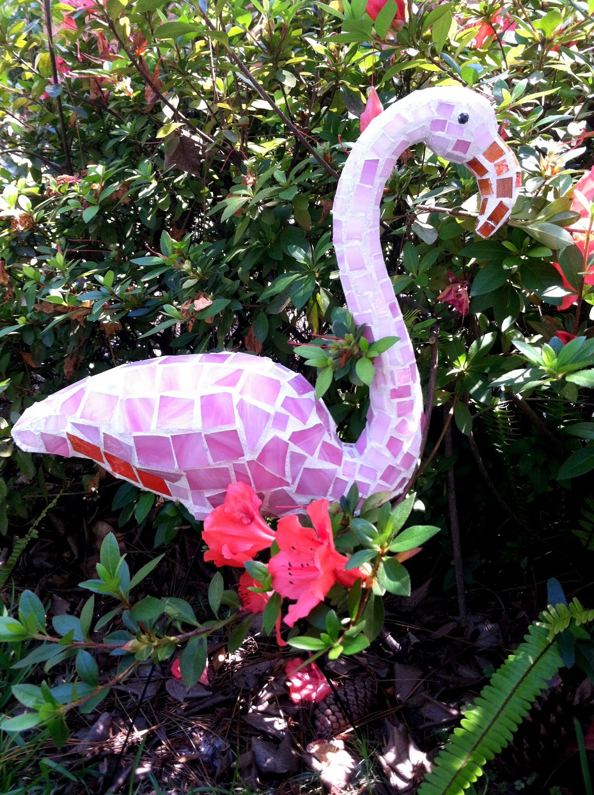 Pink Mosaic Flamingo Garden Art
