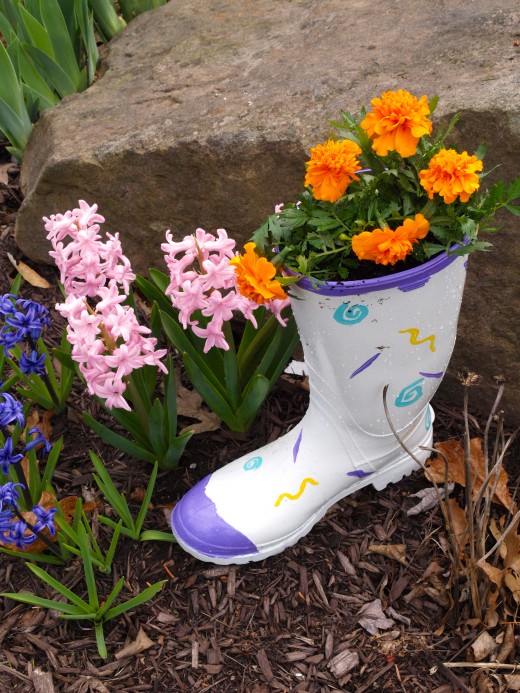 Recycled Rubber Boot Flower Pot