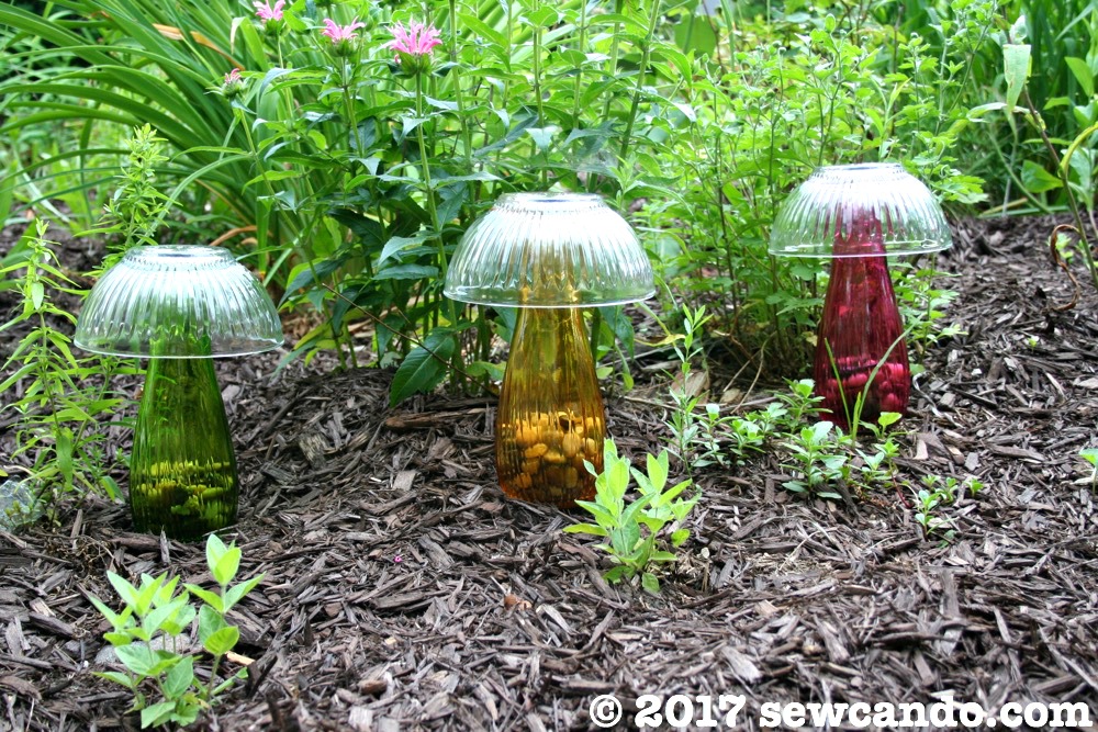 Dollar Store Glass Garden Mushrooms