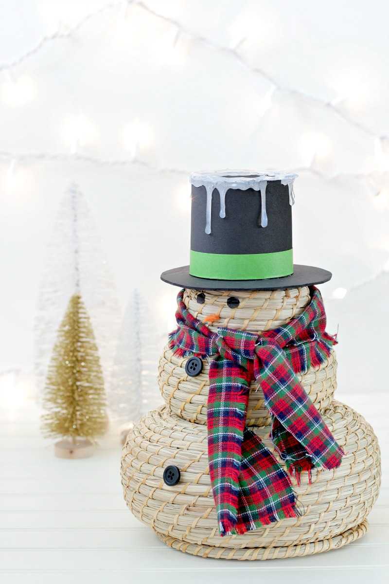 Adorable Snowman Craft Using Nesting Baskets