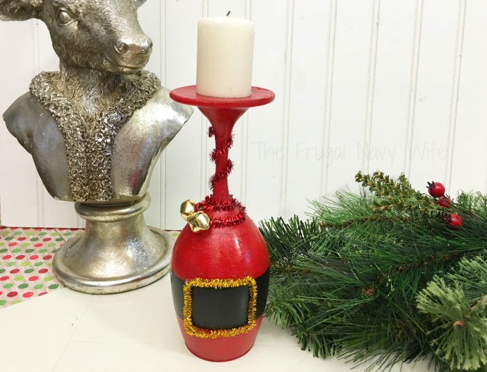 Santa Wine Glass Candle Holder