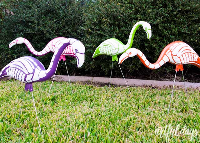 Rainbow Skeleton Flamingos