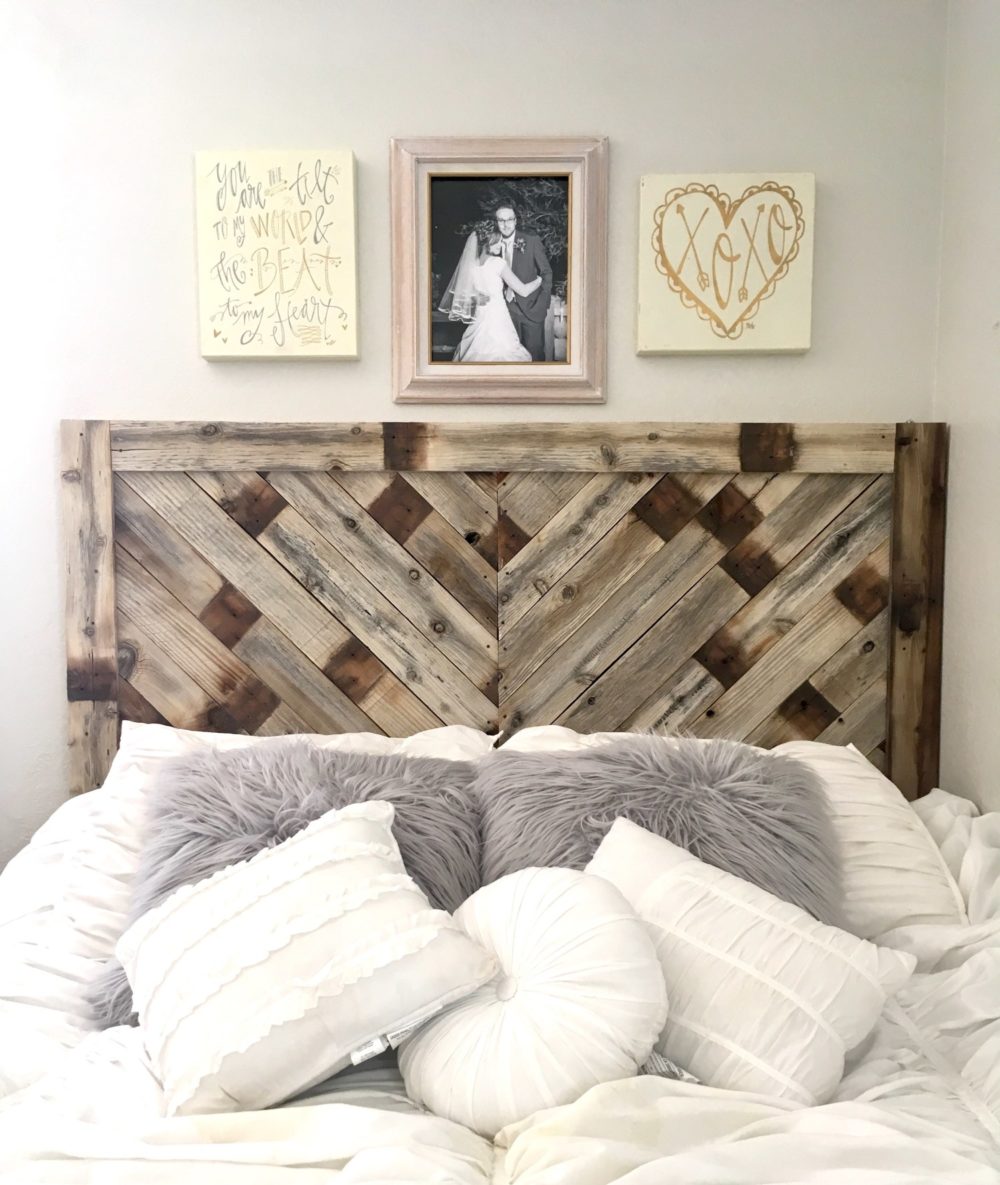 Pallet Wood Herringbone Headboard