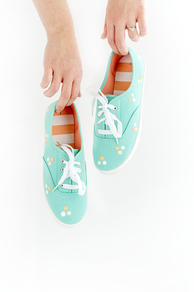 Painted Polka Dot Patterned Sneakers