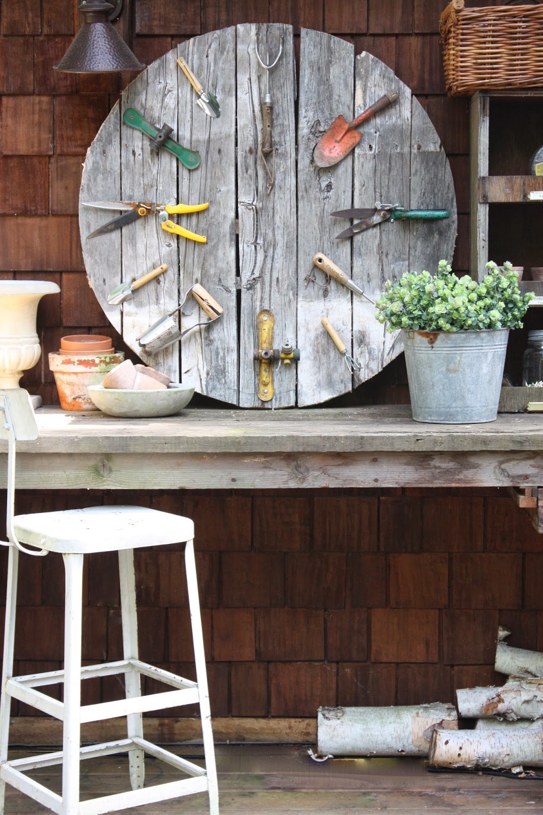 Gardening Tools Faux Clock