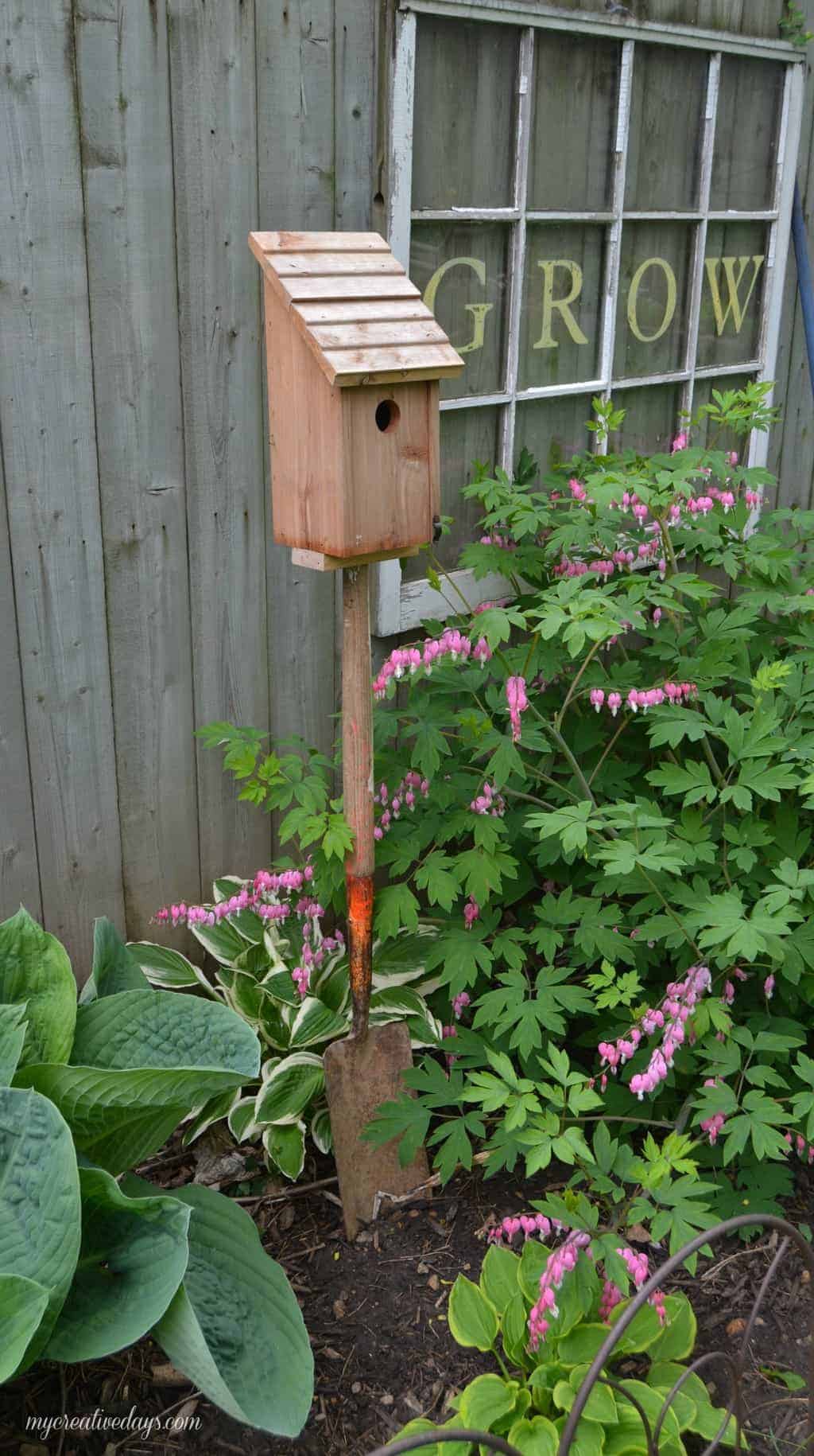 Old Shovel Bird House Stand